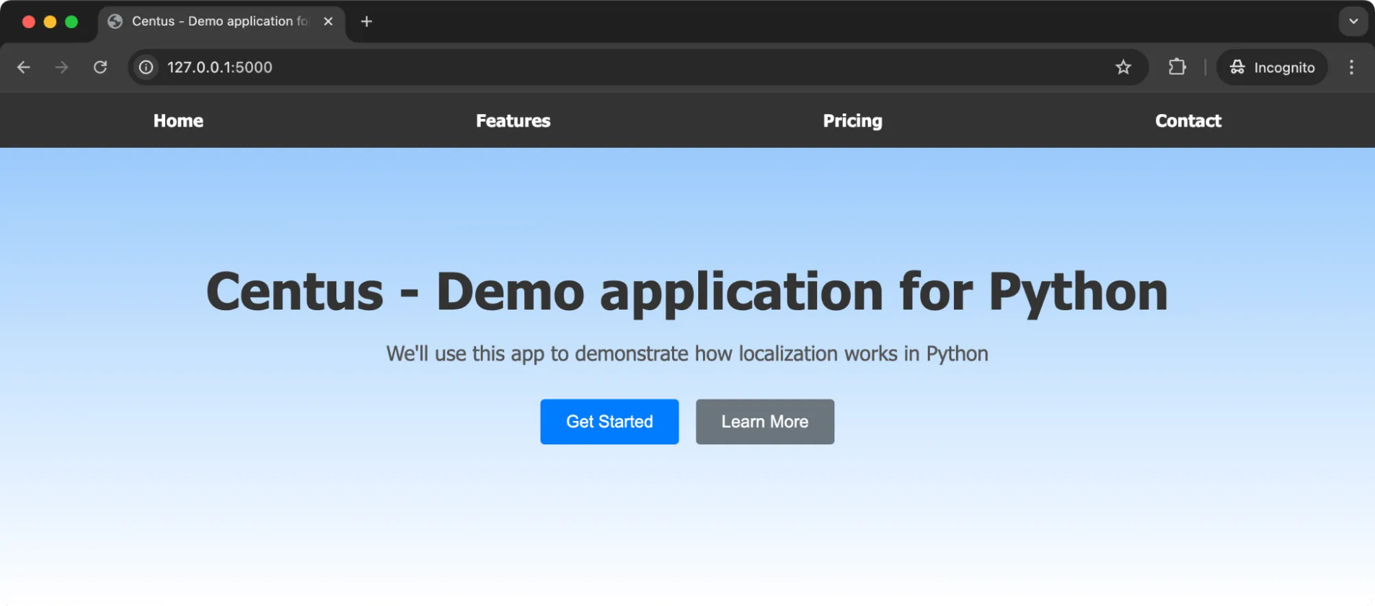 creating a demo app for Python localization