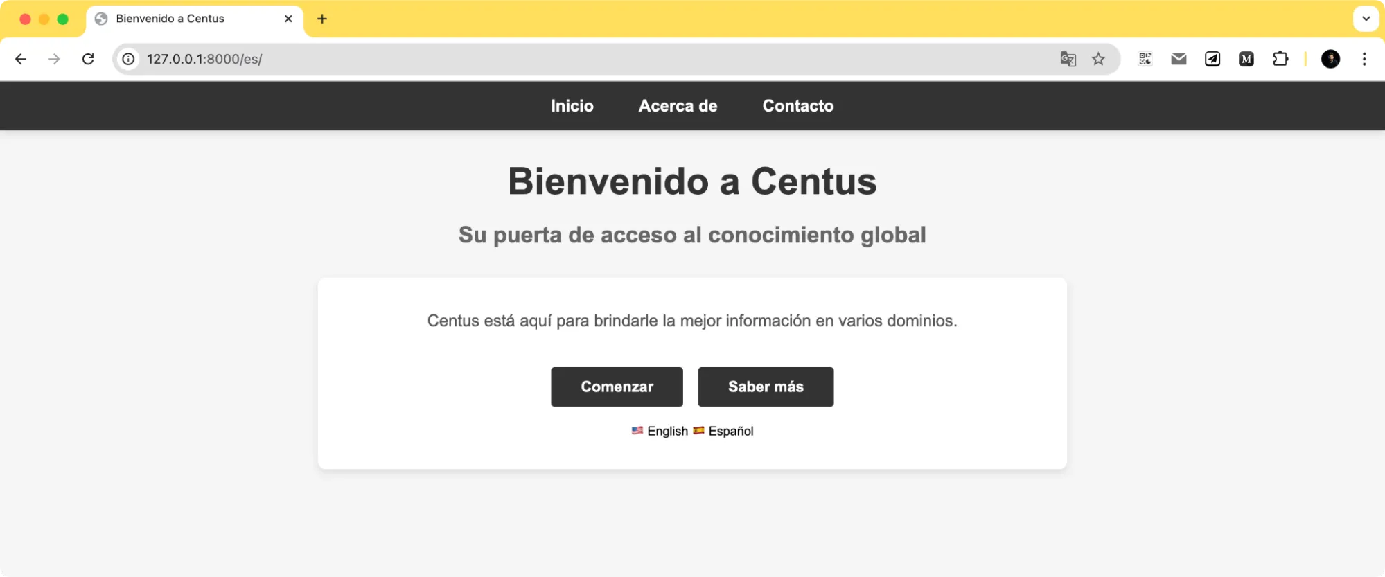 the demo Django app with a language switcher