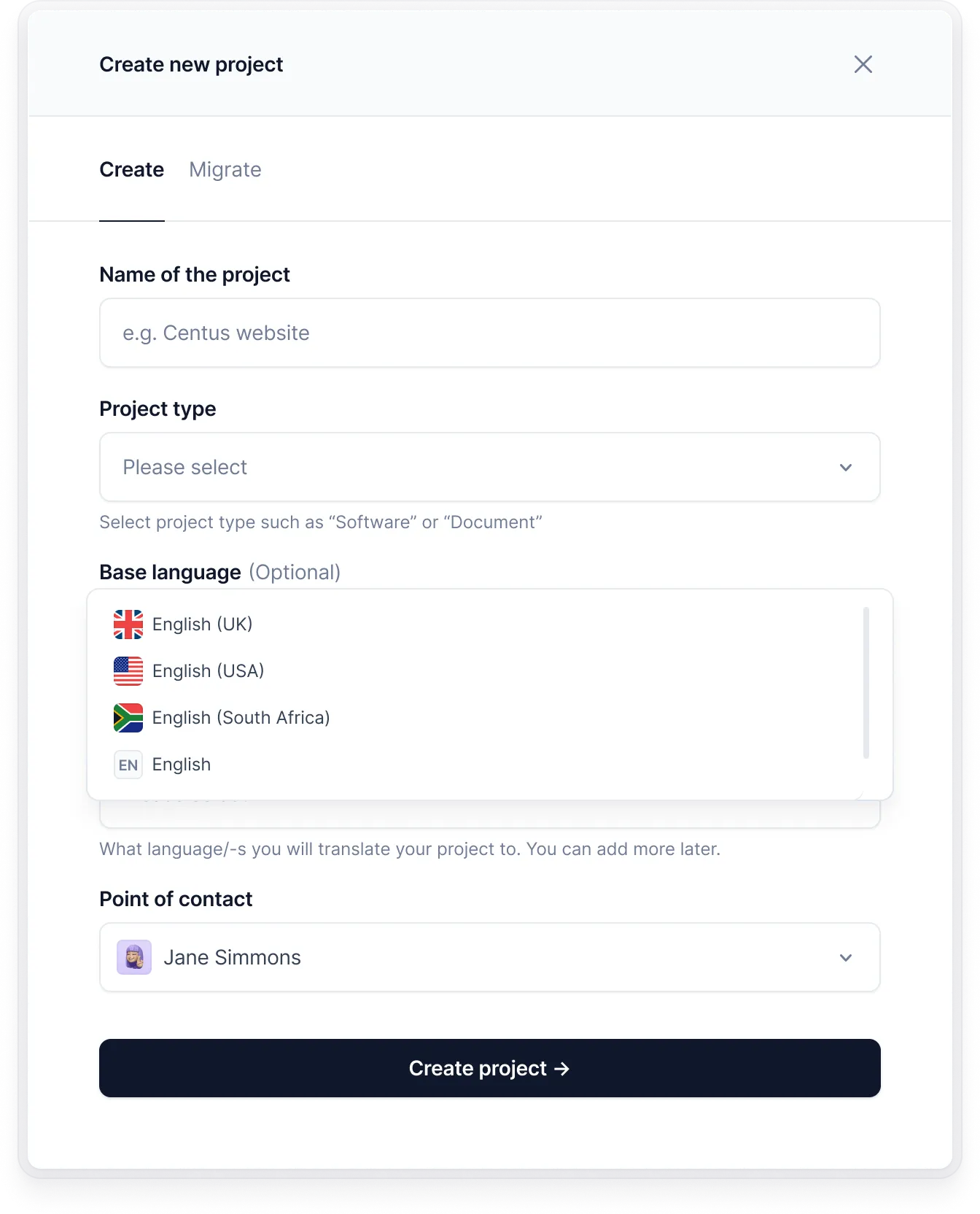 adding languages in Centus